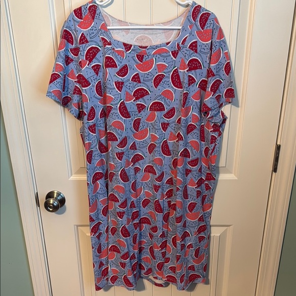 Kim rogers curvey Watermelon Print Blue Dress 1X - Picture 1 of 4
